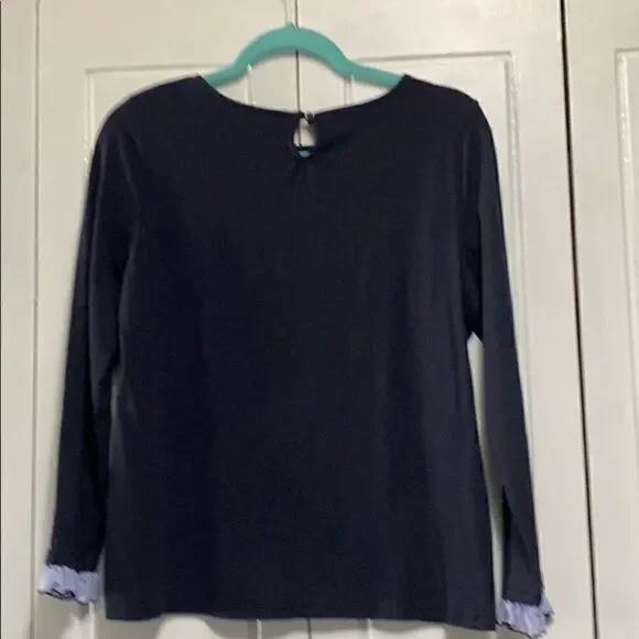 Talbot’s petites sweater navy ruffled top size Mp - Picture 4 of 8